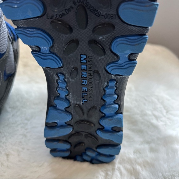 Merrell Boy's Grey/Blue Leather Hiltop Ventilator Mid Waterproof Hiking Boots 6 - Picture 11 of 16